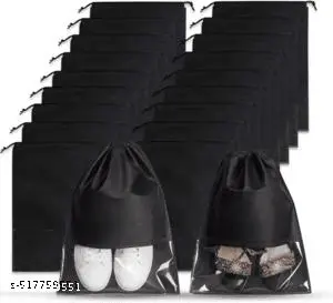 Combo of 12 Pcs Shoe Pouches For Women Black Shoes Storage Bags For Men Potli Pouch Shoe Cover Non Woven Best Quality