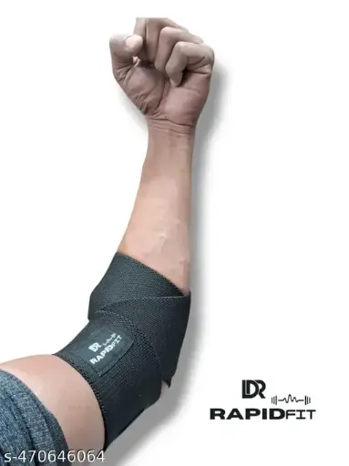 Elastic Elbow Support Unisex Black Protector for Weightlifting, Gym, Support, Deadlift (1 Piece), Free Size, Black