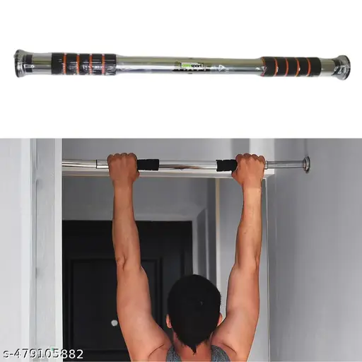 Coresport Adjustable Pull-Up Bar for Home Workout – High-Strength Carbon Steel, Anti-Slip Grips, Supports Up to 100kg, Portable & Easy to Install, Perfect for Pull-Ups, Chin-Ups, Push-Ups, Abs Workouts | Strength Training Gym Accessory for Men & Women | Doorway Hanging Rod (62-100cm), Red