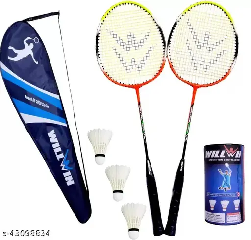 POWER2020 Combo - 2 Badminton Racquet with 3 Feather Shuttle And Badminton Full Size Cover Badminton Kit