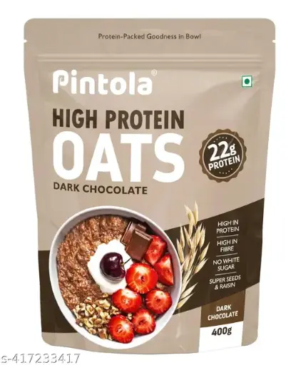 Pintola 22g High Protein Oats 400g, Dark Chocolate, Oats for weight loss, Breakfast Cereals Pouch