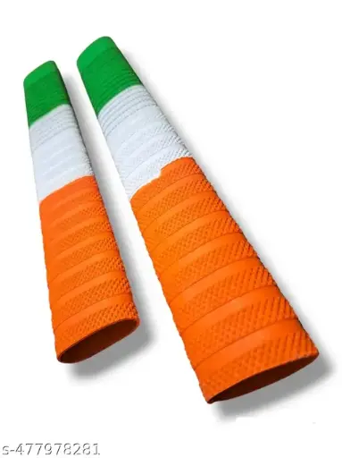Comfortable Fit Cricket Bat Rubber Grips For Better Shock Absorption (Pack Of 2) Flag grip