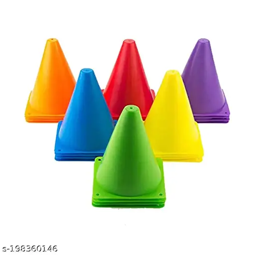 Plastic Training Cone Sport Training Agility Field Marker Cones (Multicolor Pack Of 6 & 6 Inchs